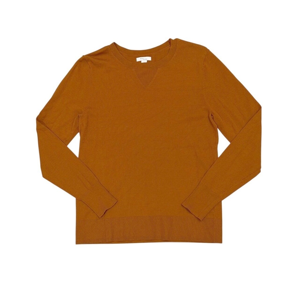 Daily Ritual Cognac Brown Soft Crewneck Lightweight Knit Pullover Sweater Fall S